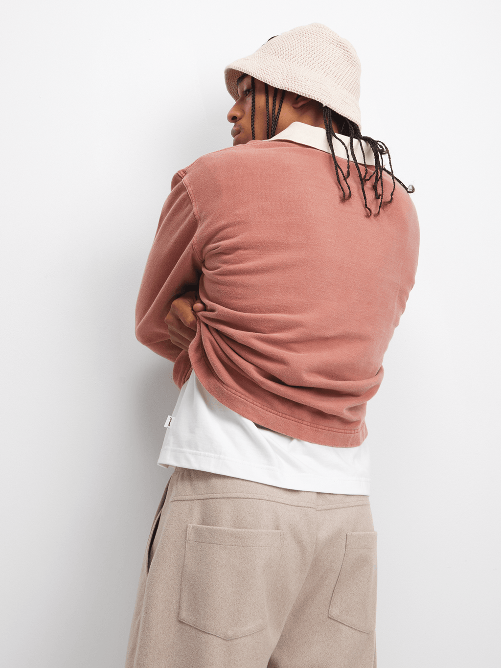 YARNS Luxury Resort Polo Fleece Pull Over - Peach/Cream
