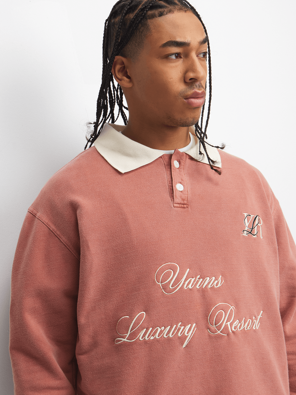 YARNS Luxury Resort Polo Fleece Pull Over - Peach/Cream