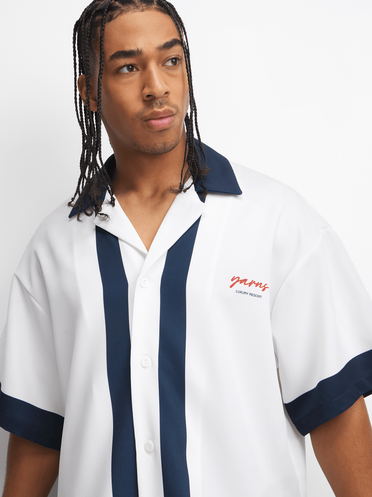YARNS Luxury Resort Short Sleeve Shirt - Navy/White