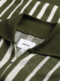YARNS Luxury Resort Knitted Stripe Zip Through Cardigan - Green/Cream