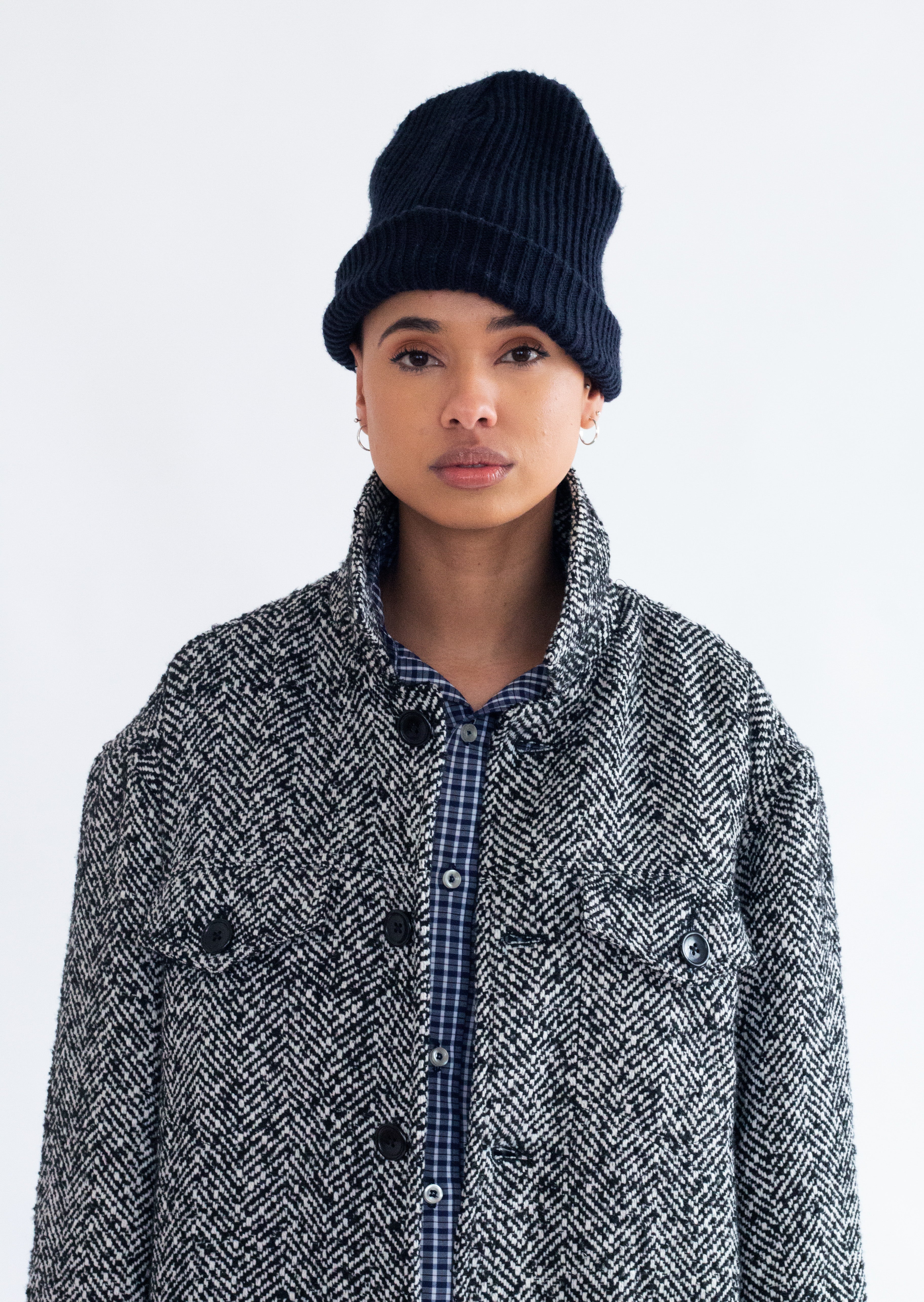 Black/White Wool Acrylic Trucker Jacket